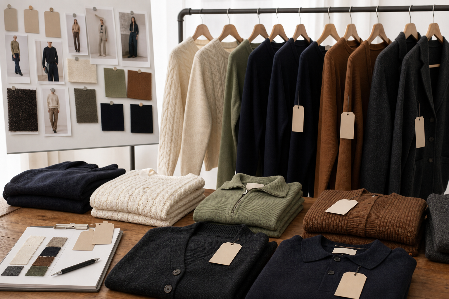 Private label knitwear capsule collection with sweaters and cardigans