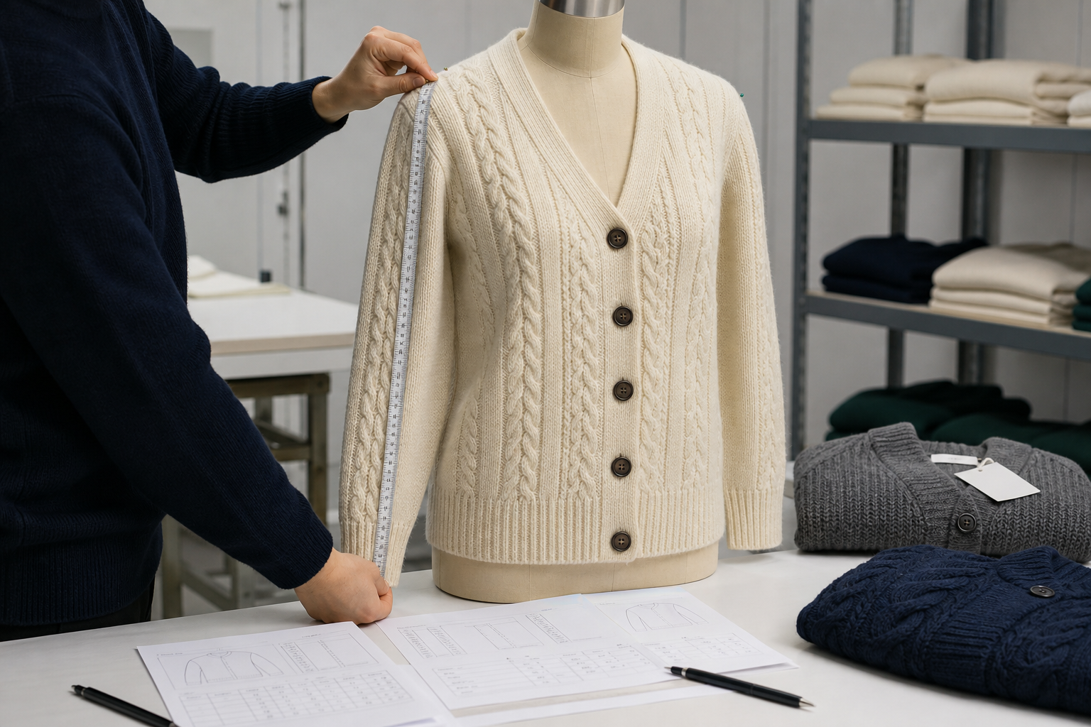 Cardigan fit and measurement inspection